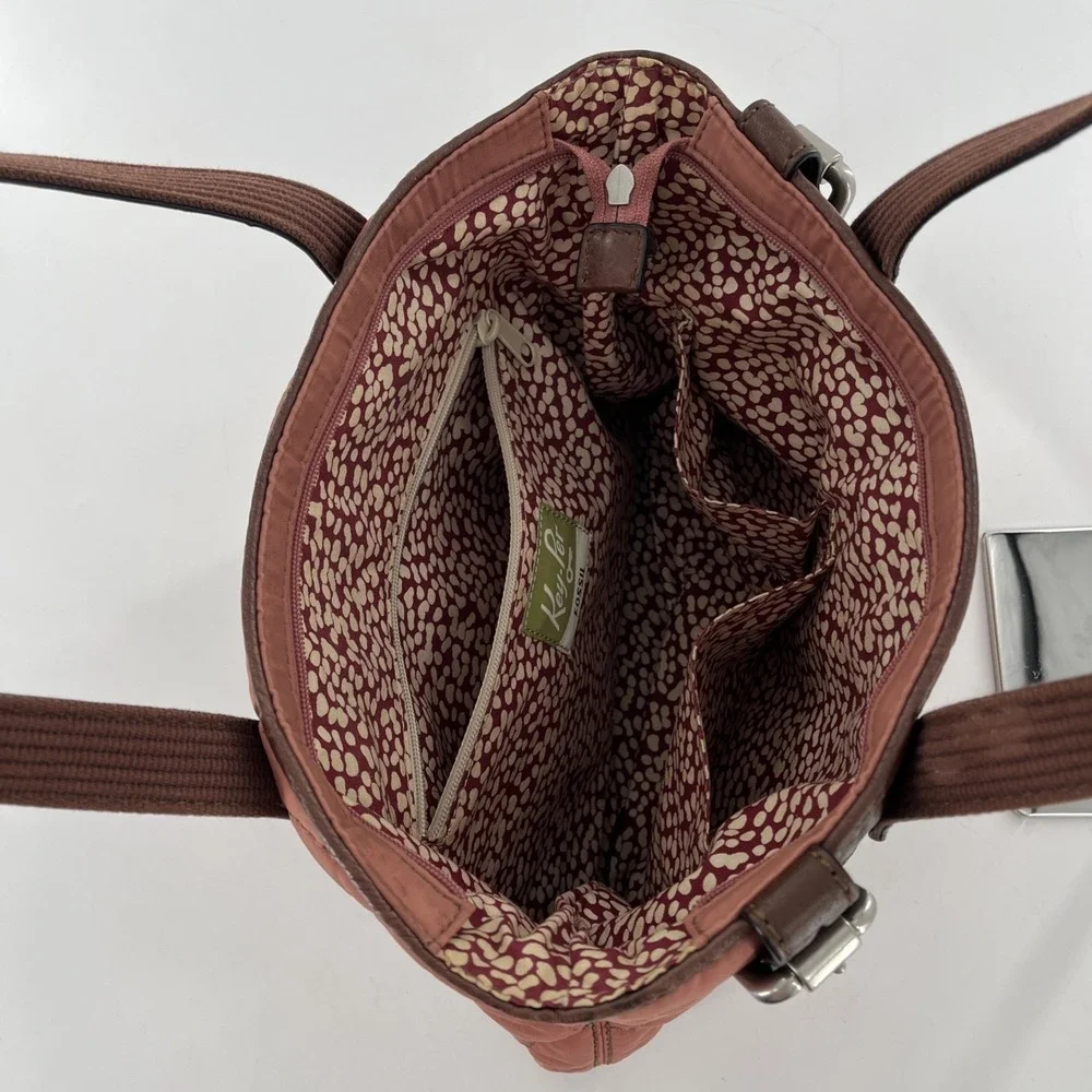 Vintage Fossil Key Per Blush Pink Mauve Shoulder Purse Quilted Leather Buckle - Picture 10 of 16